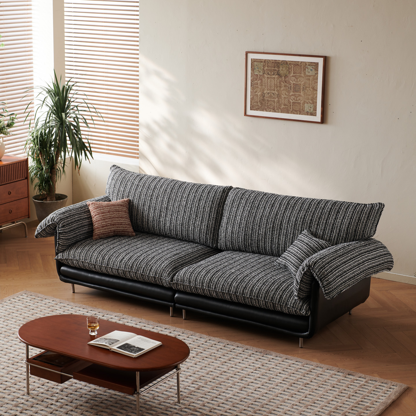 Gaoliang Sofa Modern 3-Seater Fabric Armrest Sponge Comfortable Sofas OEM/ODM (SF129)