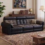 Gaoliang Sofa Straight Line Design Mid-century Leather Hamburger Sofa OEM/ODM (SF131)