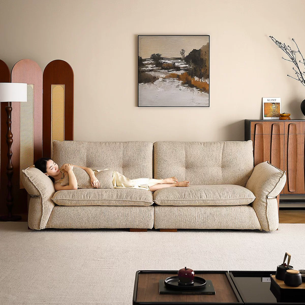 Gaoliang Sofa Modern Light Luxury Elegant Cream White Sofa OEM/ODM (SF132)