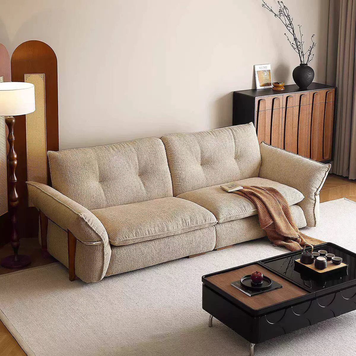SF132 (3) Gaoliang Sofa Modern Light Luxury Elegant Cream White Sofa OEM/ODM (SF132)
