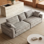 Gaoliang Sofa Italian Minimalist Striped Fabric Three-Seater Rectangle Sofa OEM/ODM (SF134)
