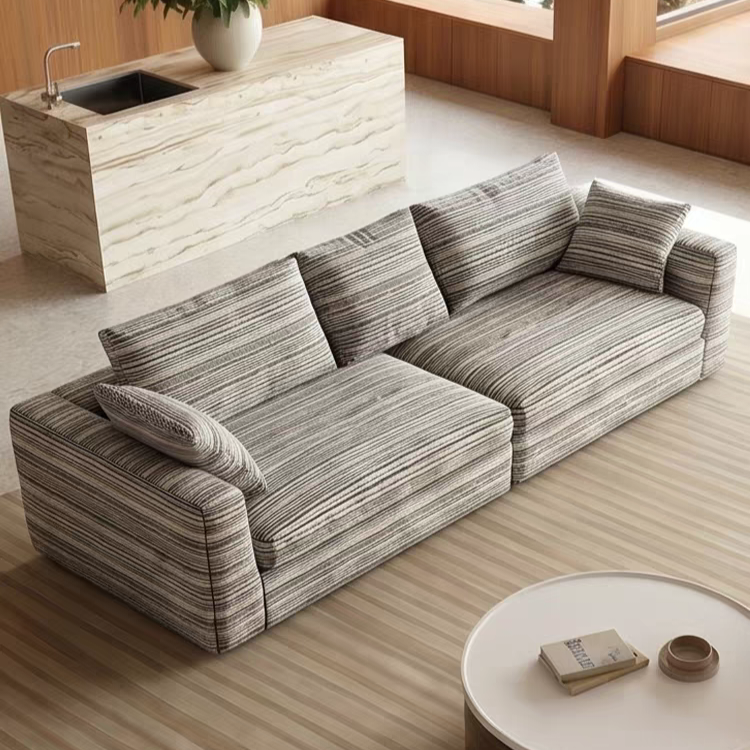Gaoliang Sofa Italian Minimalist Striped Fabric Three-Seater Rectangle Sofa OEM/ODM (SF134)