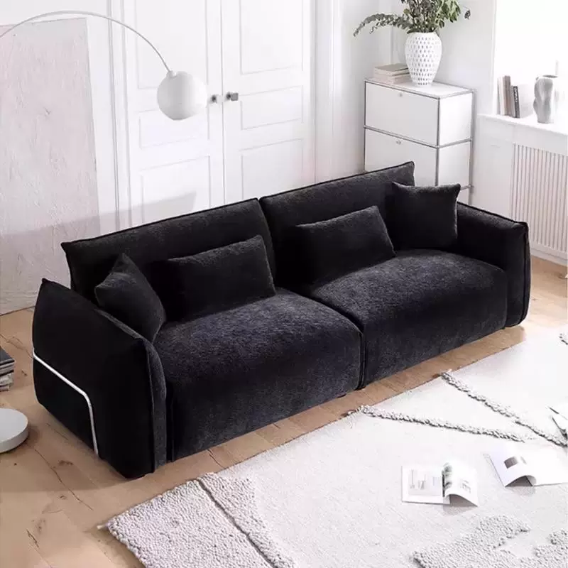 SF139 (1) Gaoliang Sofa Luxury Black Chenille Fabric 3-seater Floor Sofa OEM/ODM (SF139)