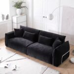 Gaoliang Sofa Luxury Black Chenille Fabric 3-seater Floor Sofa OEM/ODM (SF139)