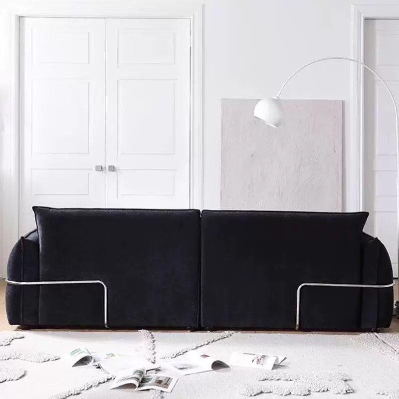Gaoliang Sofa Luxury Black Chenille Fabric 3-seater Floor Sofa OEM/ODM (SF139)