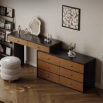 Gaoliang Dressing Table with Mirror and Drawers Vintage Makeup Vanities OEM/ODM (ZT29)