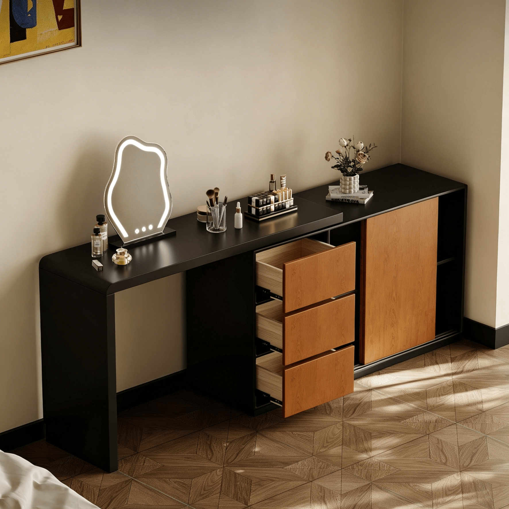 ZT30 (2) Gaoliang Makeup Vanities French Retro Dressing Table with Drawers OEM/ODM (ZT30)