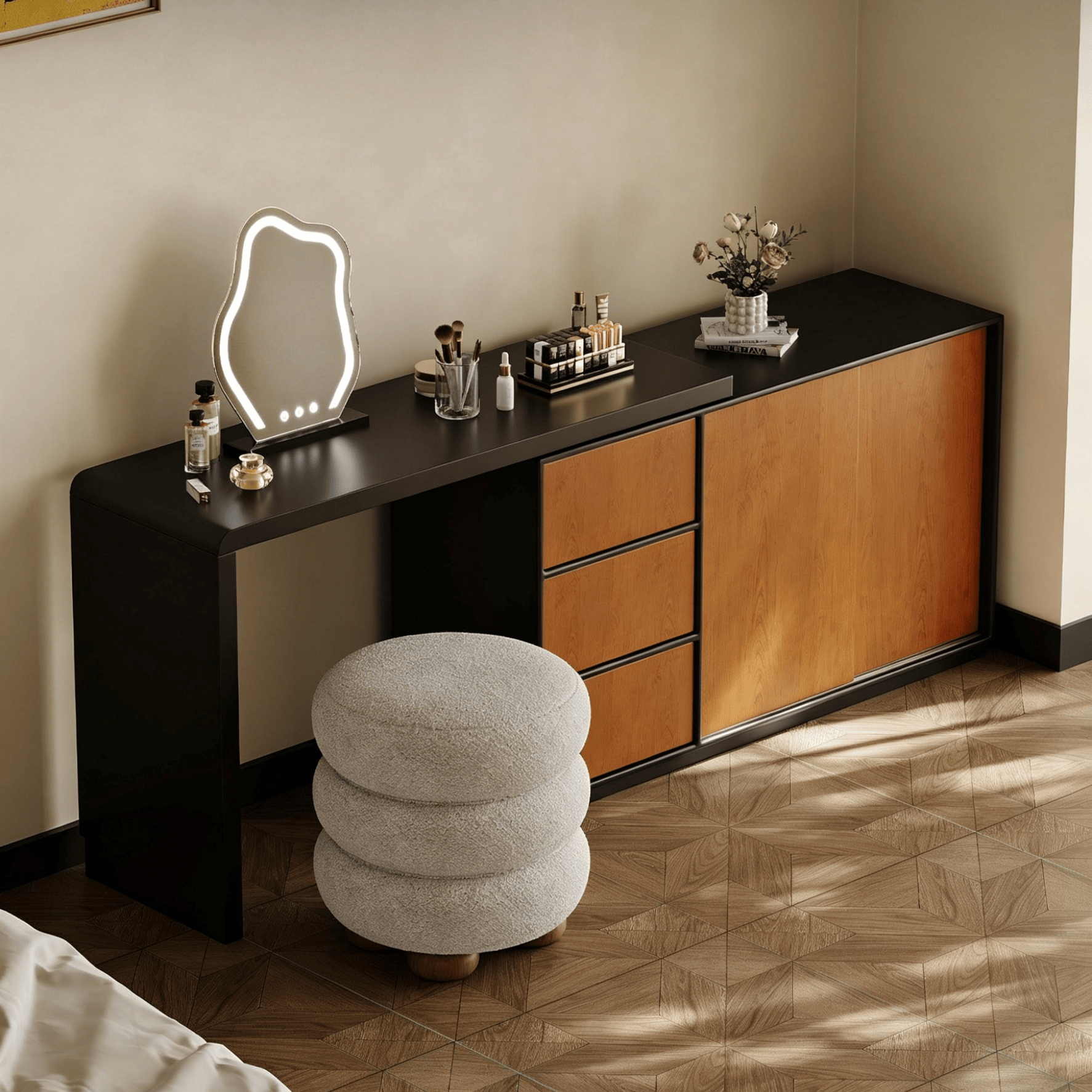 ZT30 (3) Gaoliang Makeup Vanities French Retro Dressing Table with Drawers OEM/ODM (ZT30)