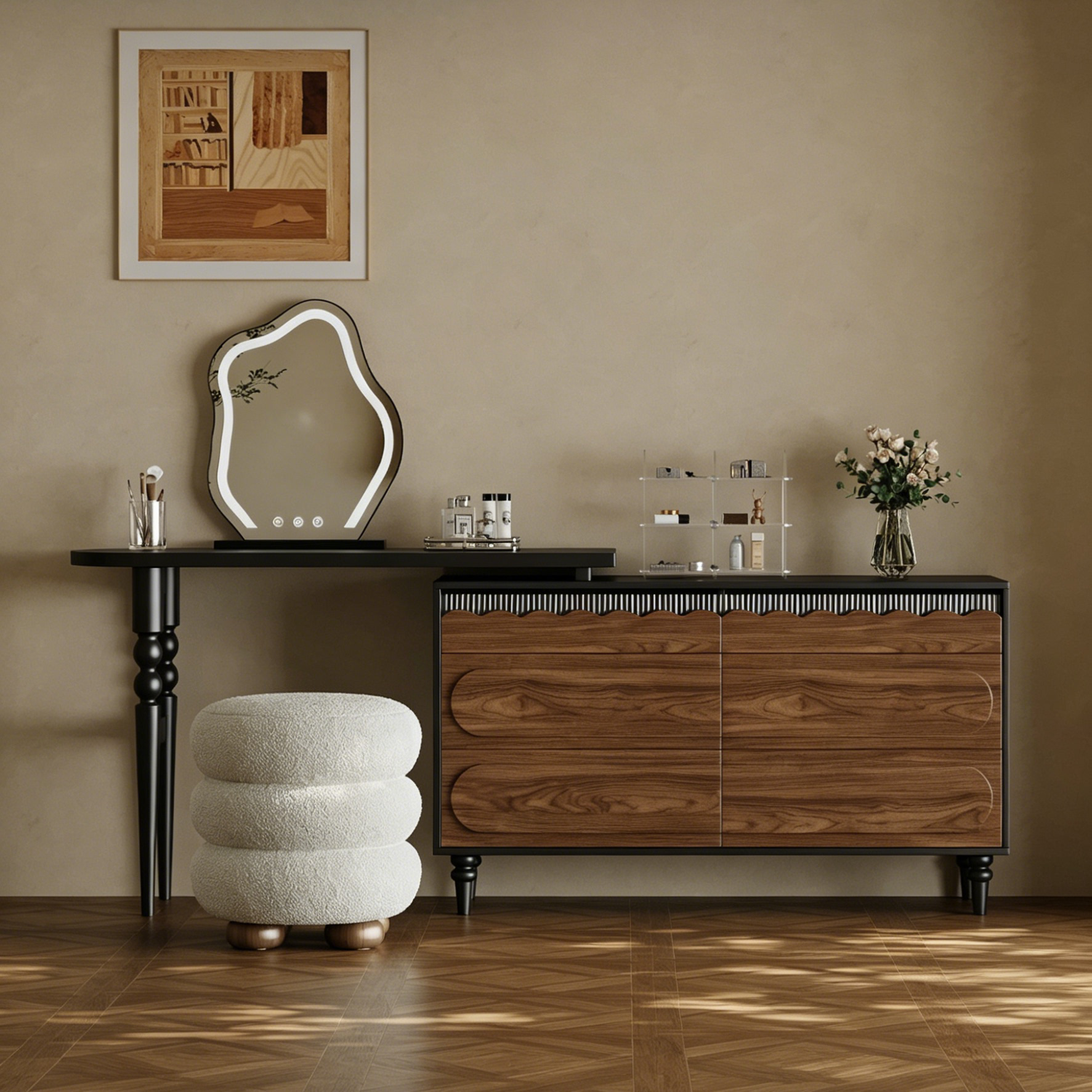 ZT31 (3) Gaoliang Makeup Vanities Modern Retro Luxury High Quality Dressing Table OEM/ODM (ZT31)