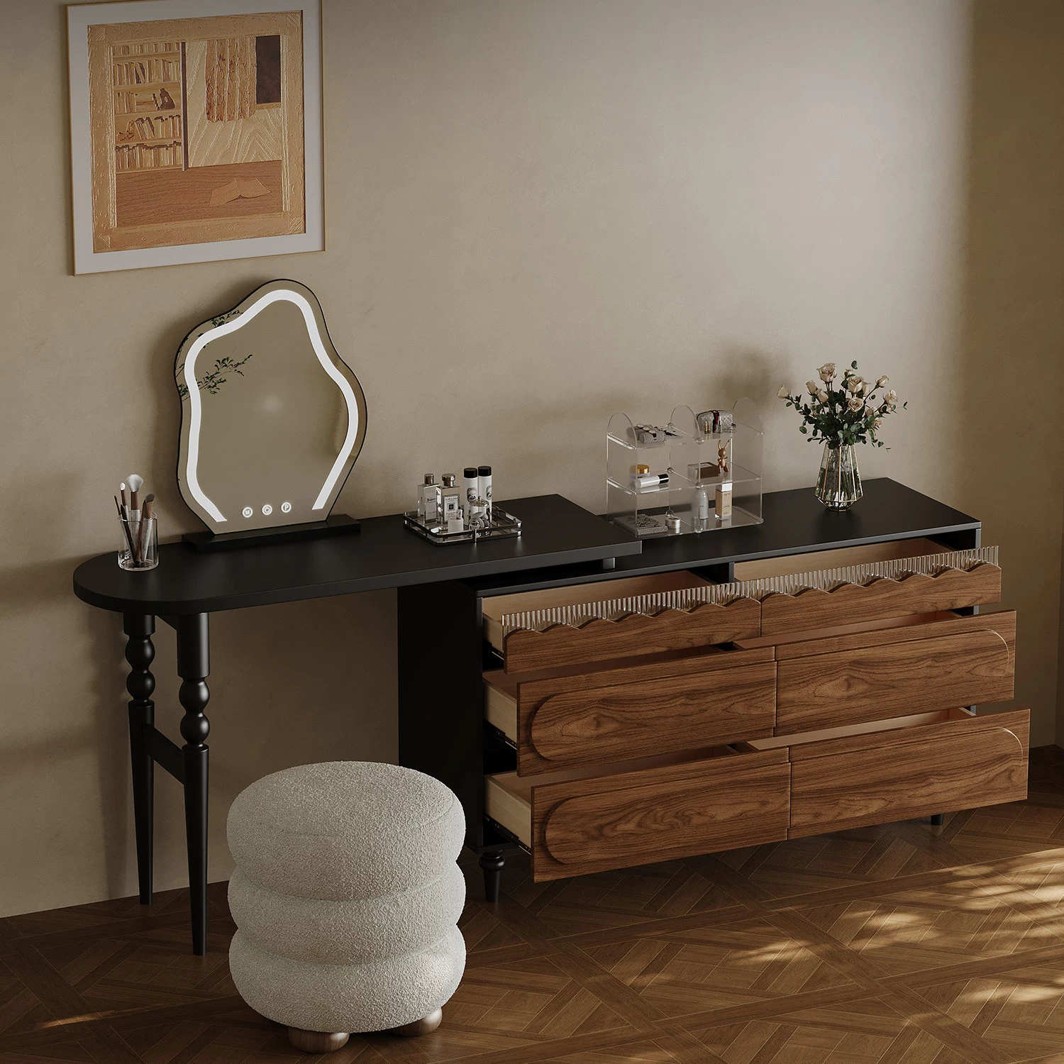 ZT31 (5) Gaoliang Makeup Vanities Modern Retro Luxury High Quality Dressing Table OEM/ODM (ZT31)