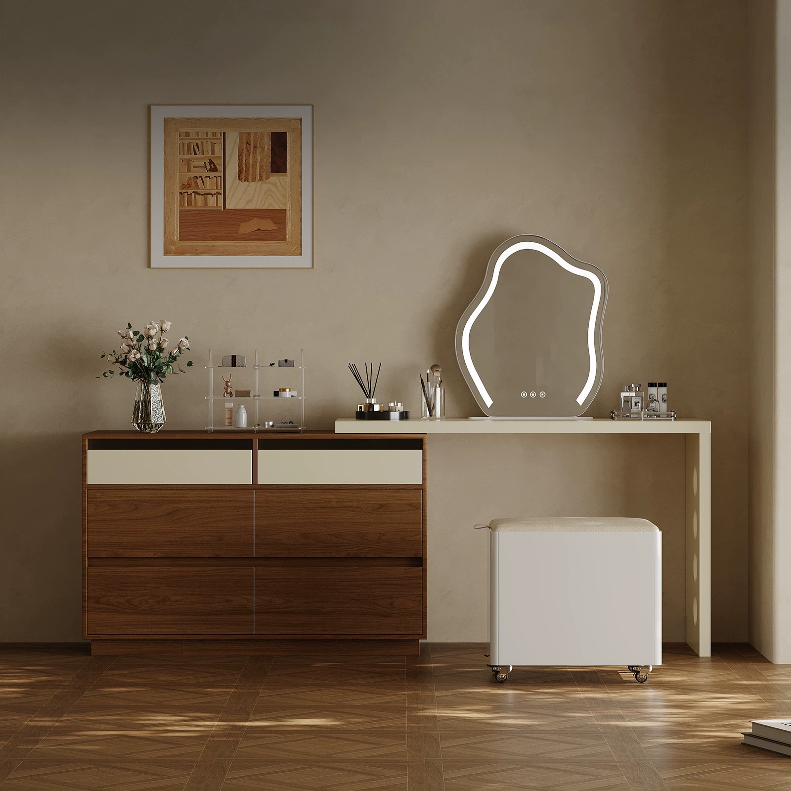 ZT35 (2) Gaoliang Makeup Vanities Modern Italian Style Extendable Dressing Table OEM/ODM (ZT35)