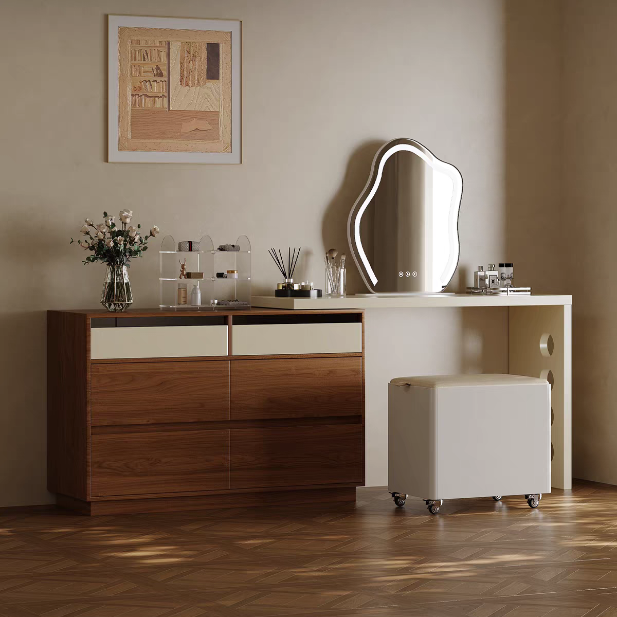ZT35 Gaoliang Makeup Vanities Modern Italian Style Extendable Dressing Table OEM/ODM (ZT35)
