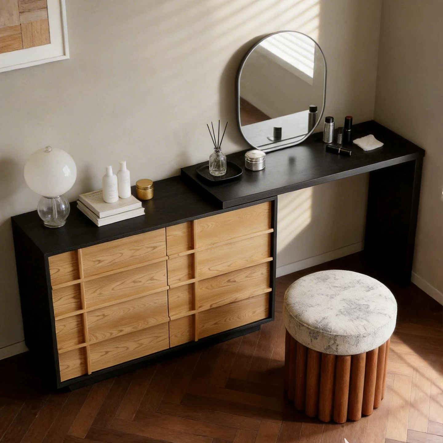 ZT36 (2) Gaoliang Makeup Vanities L Shape Corner Vanity Desk for Makeup OEM/ODM (ZT36)