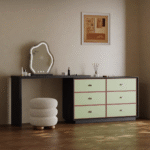 Gaoliang Makeup Vanities Green Storage Makeup Table with Mirror OEM/ODM (ZT37)