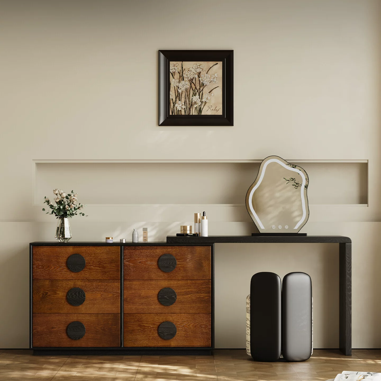 ZT38 (2) Gaoliang Makeup Vanities American Style Dressing Table with 6 drawers OEM/ODM (ZT38)
