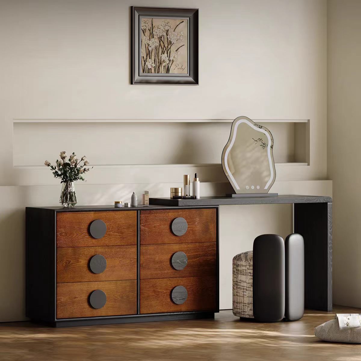 ZT38 Gaoliang Makeup Vanities American Style Dressing Table with 6 drawers OEM/ODM (ZT38)
