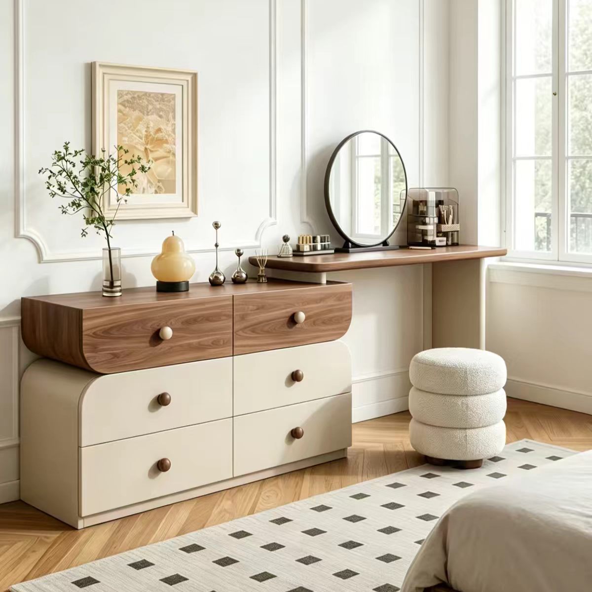 Gaoliang Vanity Desk for Makeup Corner Multi-Storage Drawer Makeup Vanity Table OEM/ODM (ZT41)