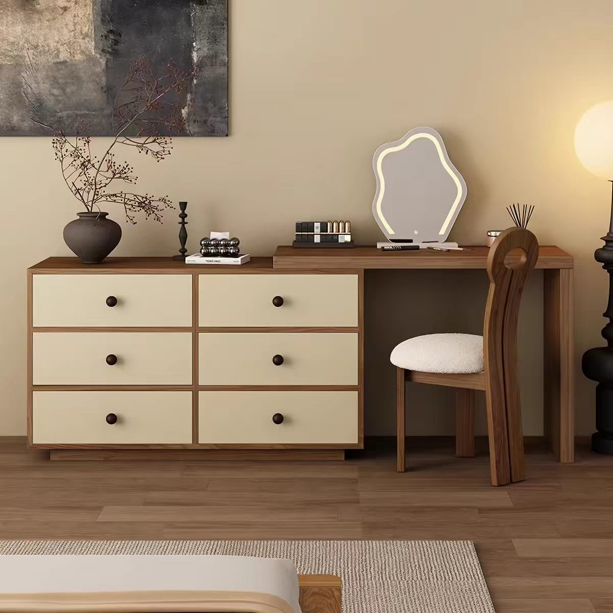 Gaoliang Vanity Desk for Makeup Bedroom Dressing Table with 6 Drawers OEM/ODM (ZT42)