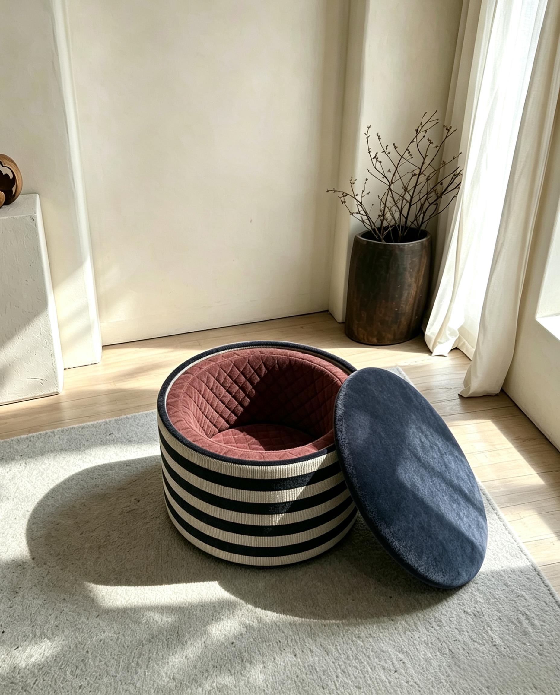 DZ30-4 Modern Round Ottoman Stool With Storage Corner chair
