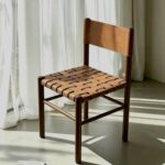 Wooden Dining Chair Nordic Modern Walnut Saddle Leather Dining Room Chair