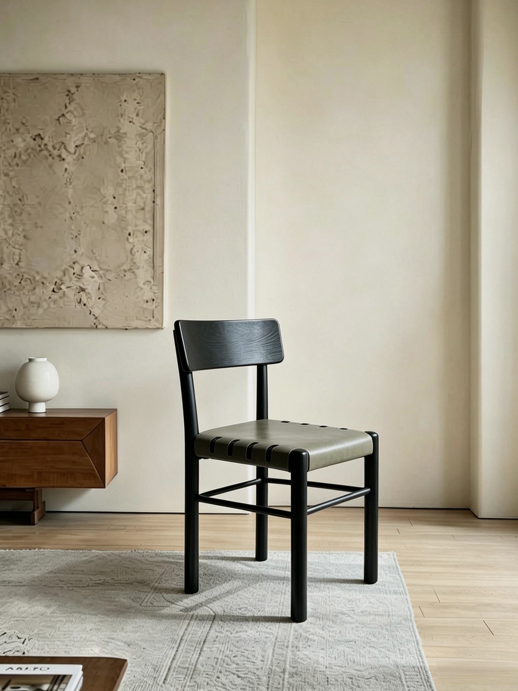 YZ325-1 Ash Wood Dining Chair with Saddle Leather Seat