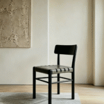 Ash Wood Dining Chair with Saddle Leather Seat