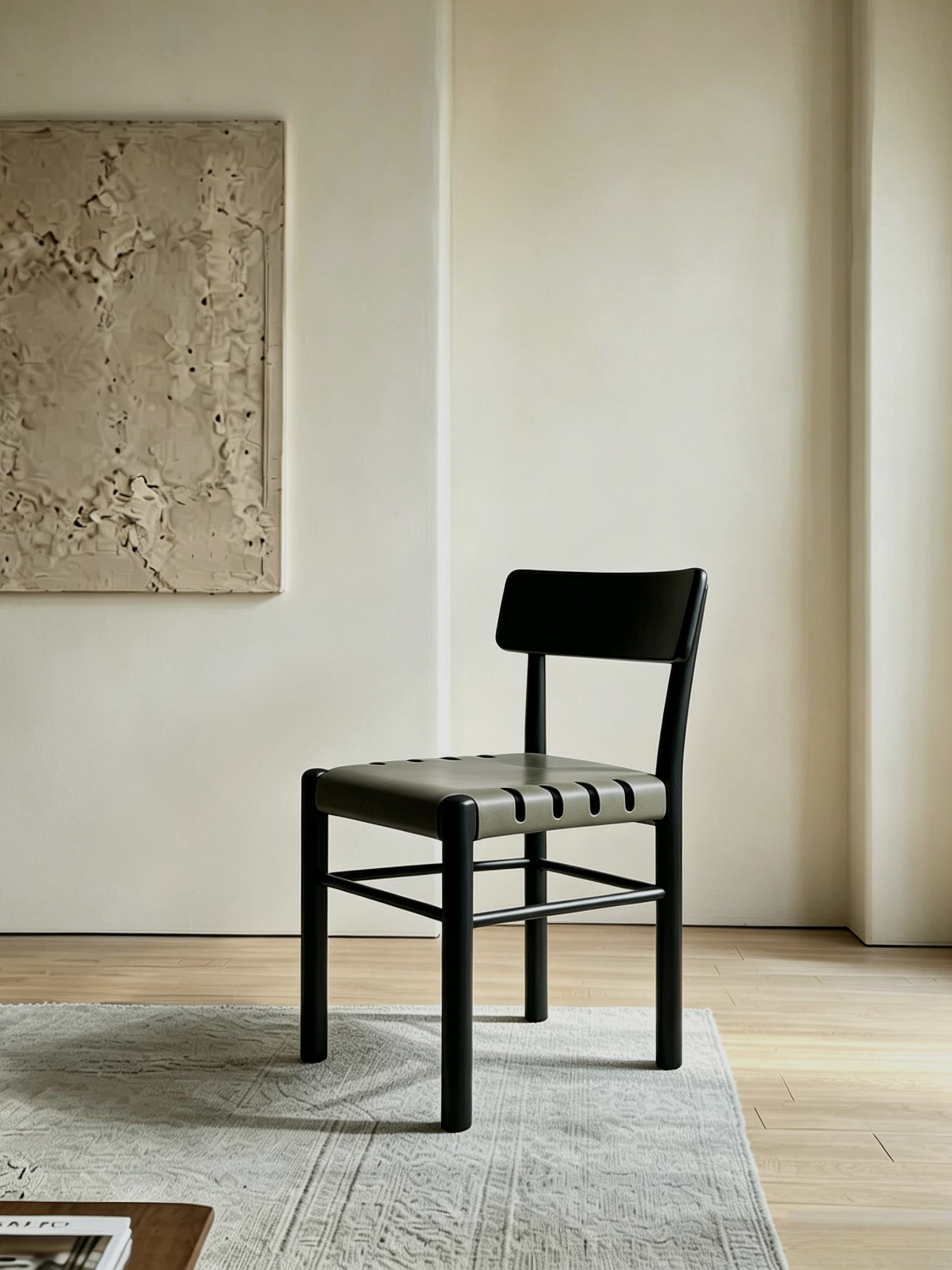 Ash Wood Dining Chair with Saddle Leather Seat