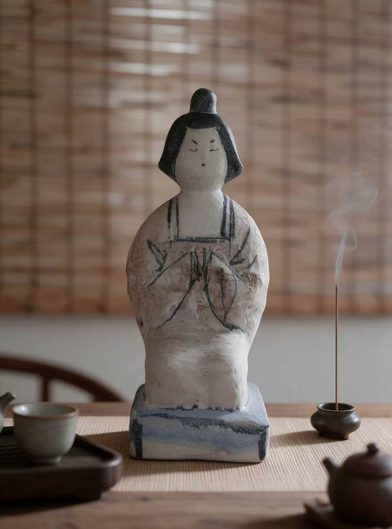 CMS63-1 Gaoliang Ceramic Tang Dynasty Court Ladies Ornaments Sculpture(CMS63)