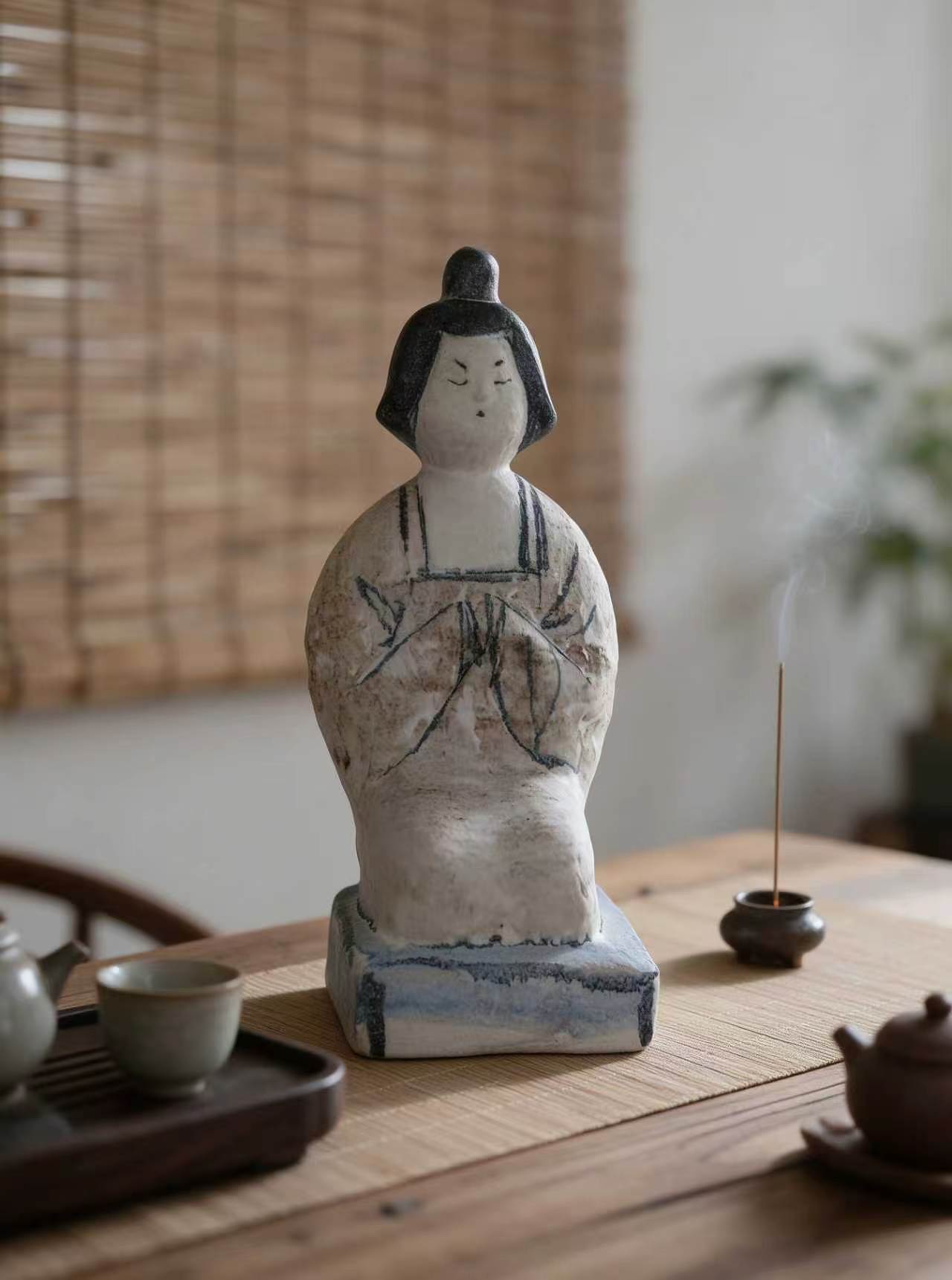 CMS63-3 Gaoliang Ceramic Tang Dynasty Court Ladies Ornaments Sculpture(CMS63)