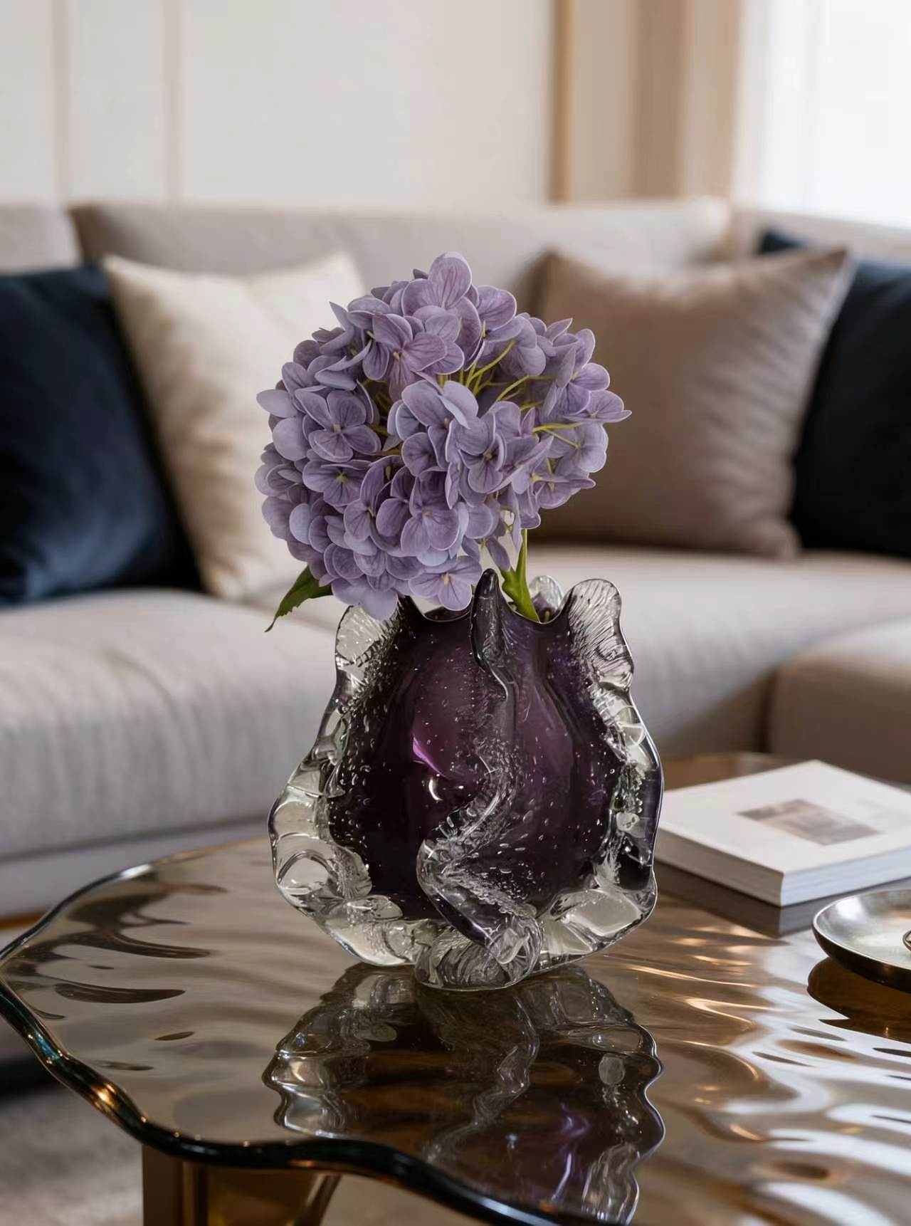 Gaoliang purple Glass Flower Vase (FB-E24060)