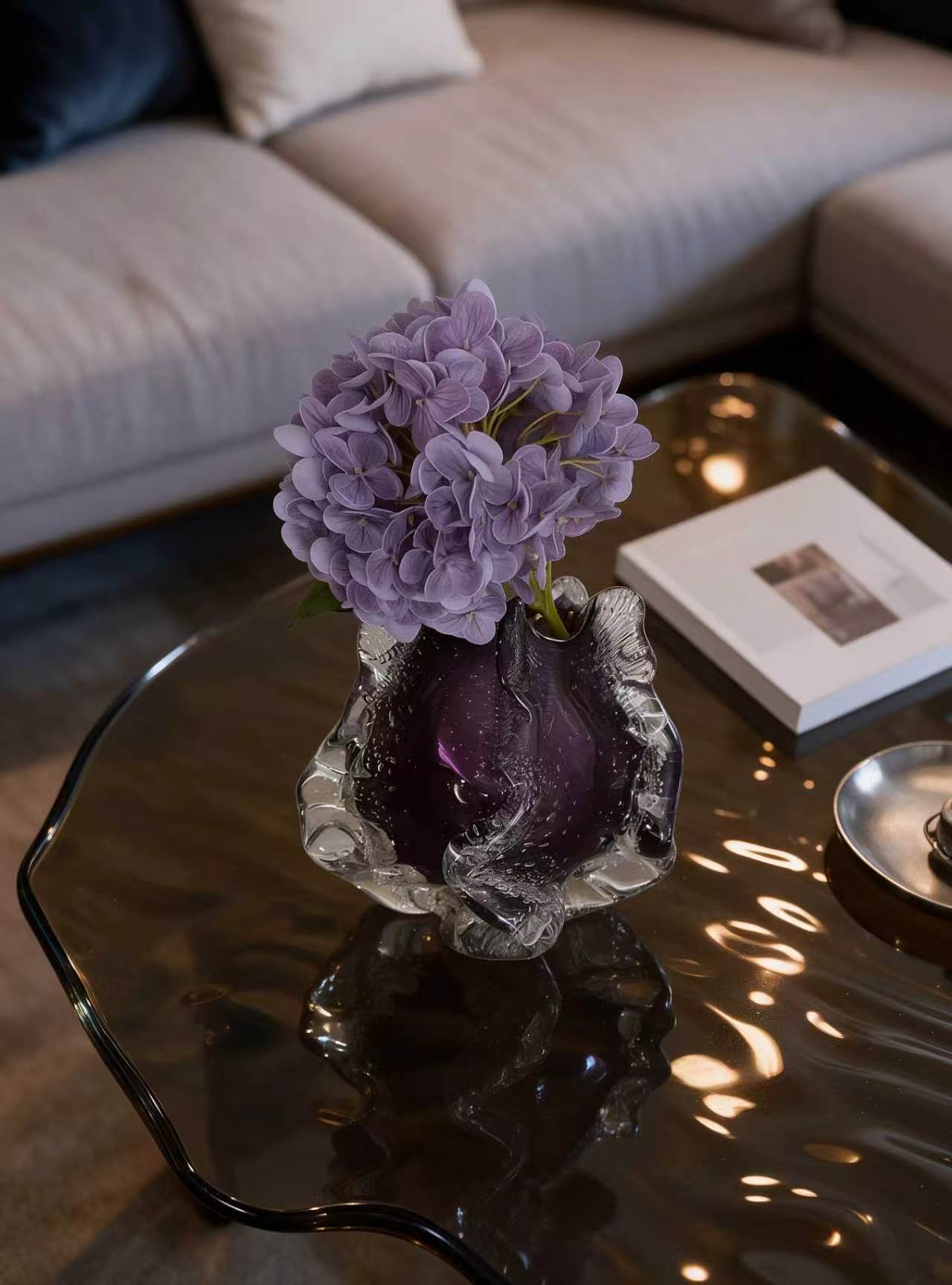 Gaoliang purple Glass Flower Vase (FB-E24060)