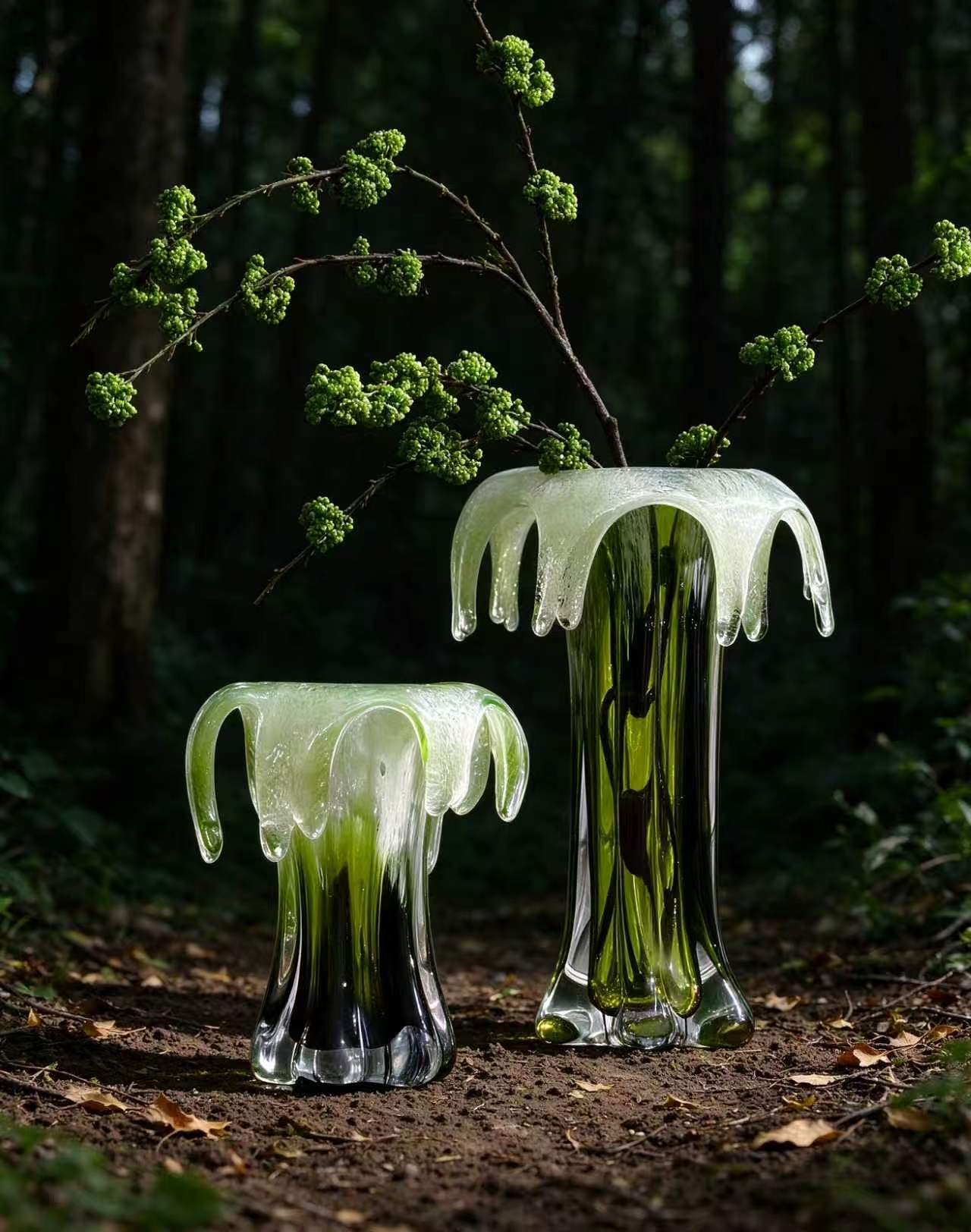 Gaoliang Luxury Green Crystal Glass Vase (FB-E26022)